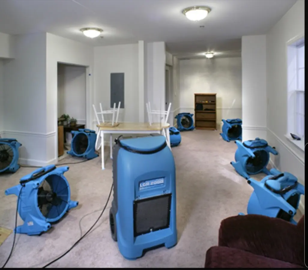 Air movers and dehumidifier setup for Water Extraction & Removal in Mulvane